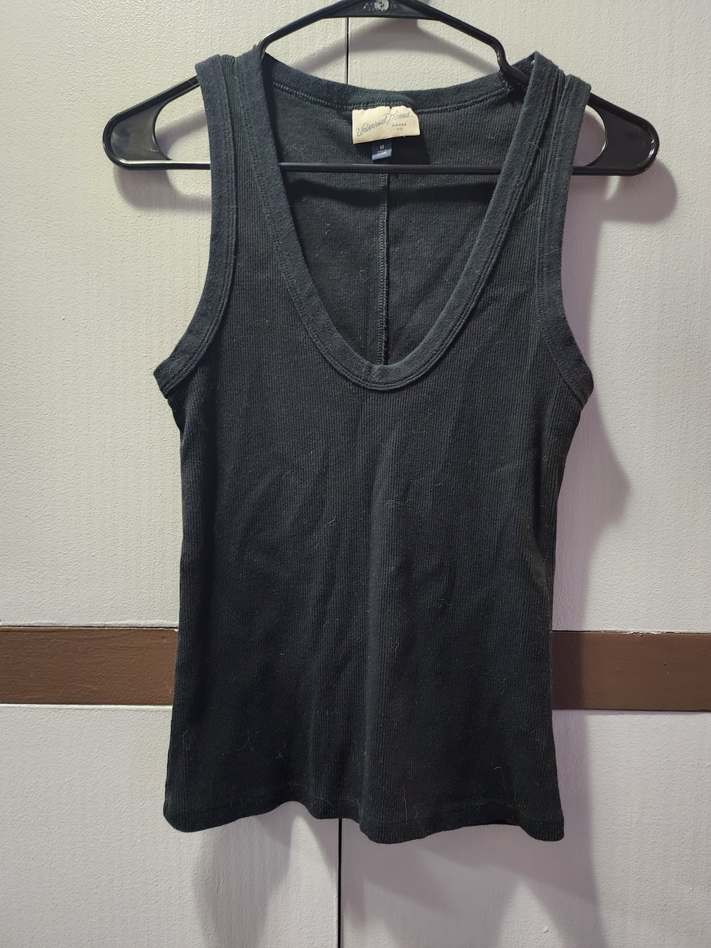 Universal Thread Black Ribbed Scoop Neck Tank Top